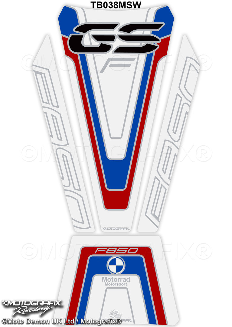 BMW F850GS 2018 2019 White Motorcycle Tank Pad Protector 3D Gel TB038MSW Motografix