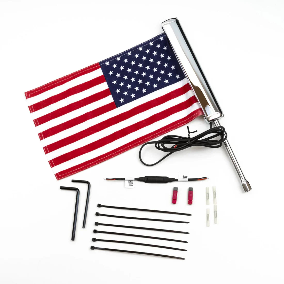 LED Lighted Flag Pole with American Flag - Honda Goldwing - Goldstrike - 78600