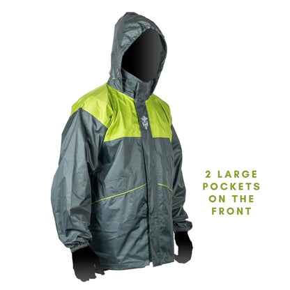 Hurricane Air TourPro Waterproof Rain Overjacket - Grey+Green