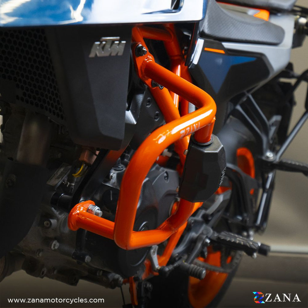 Crash Guard With Slider Puck Orange For Ktm Duke 390/250/200/390 Gen 3