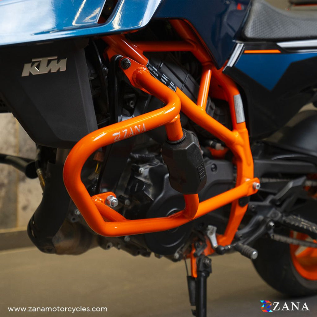 Crash Guard With Slider Puck Orange For Ktm Duke 390/250/200/390 Gen 3