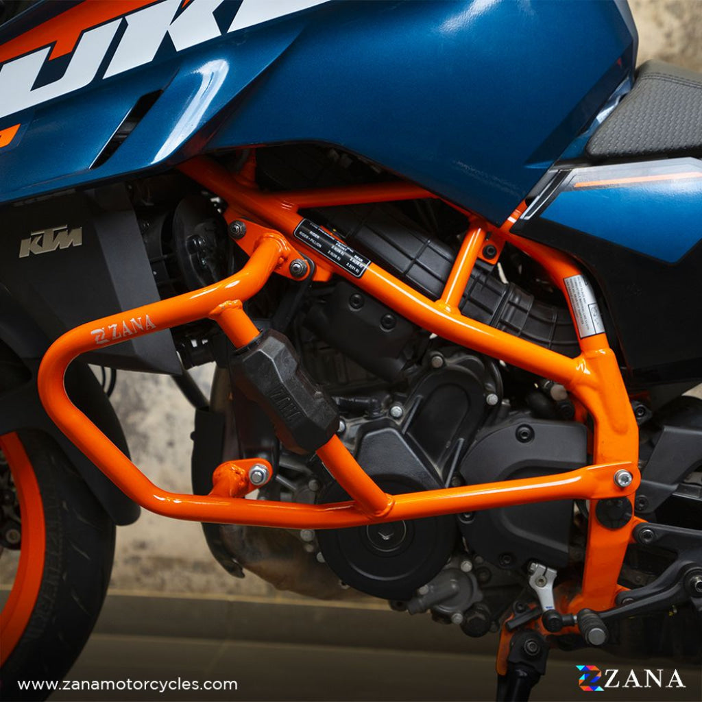 Crash Guard With Slider Puck Orange For Ktm Duke 390/250/200/390 Gen 3