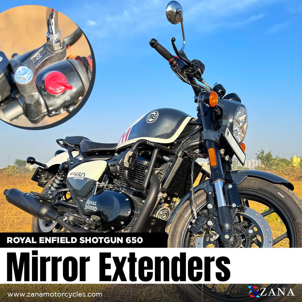 Mirror Extender For Shotgun 650 -  ROYAL ENFIELD ( Black, Aluminum ) - Zana - ZI-8339