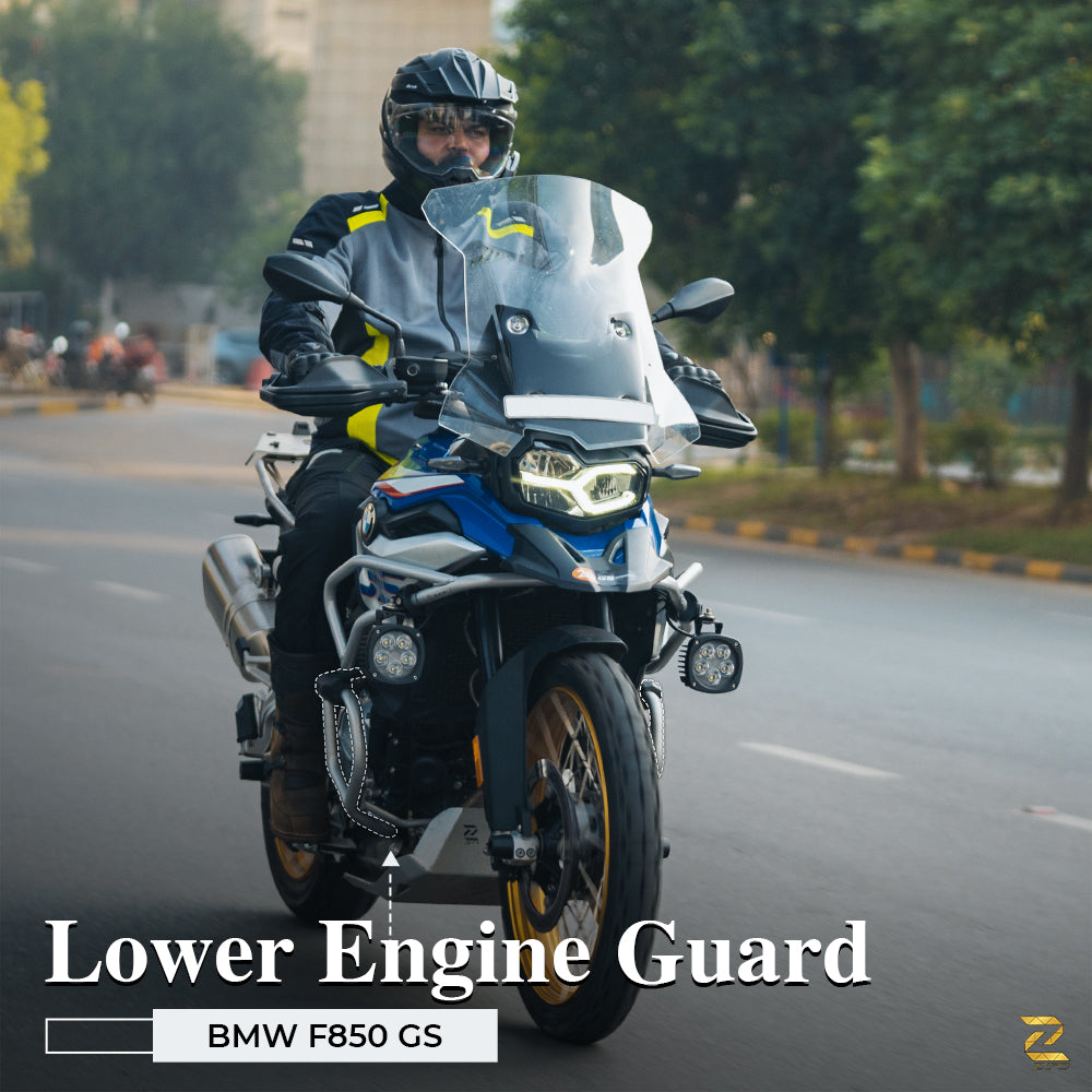 Lower Engine Guard With Slider Puck (Silver) For BMW F850GS - Zana - ZP-077