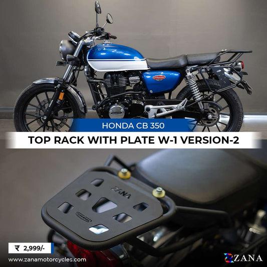 Top Rack With Plate W-1 Honda CB350 H'Ness Split/Single Seat Version-2 - Zana