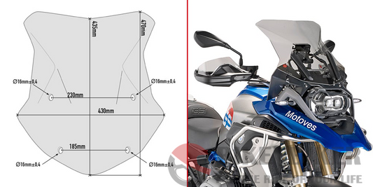 Specific Windscreen, Smoked for BMW R1200GS/Adventure 2016+/ R1250GS/ Adventure - Givi
