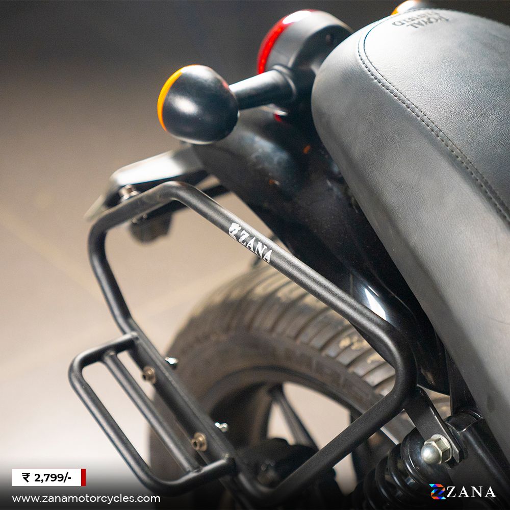 Saddlestay With Exhaust Shield (Black) For Royal Enfield Hunter 350 - Zana