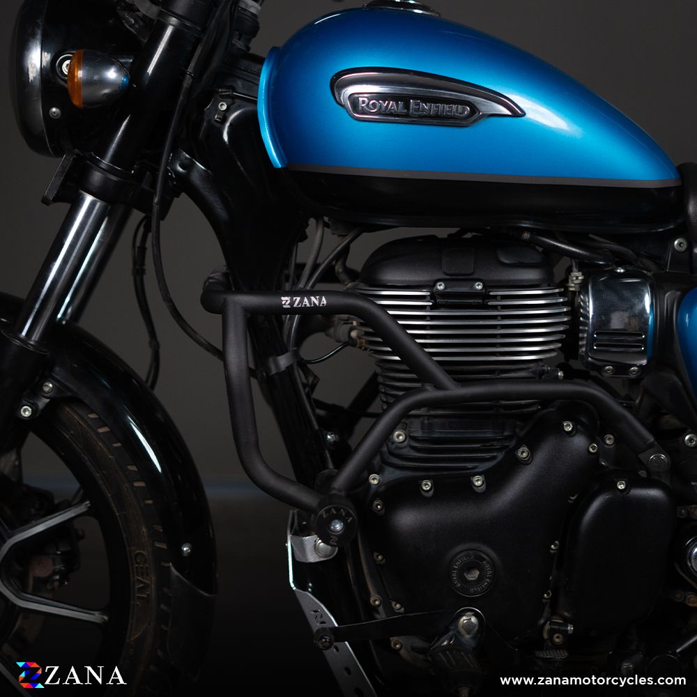 Crash Guard With Slider Black For Royal Enfield Meteor 350 -Zana