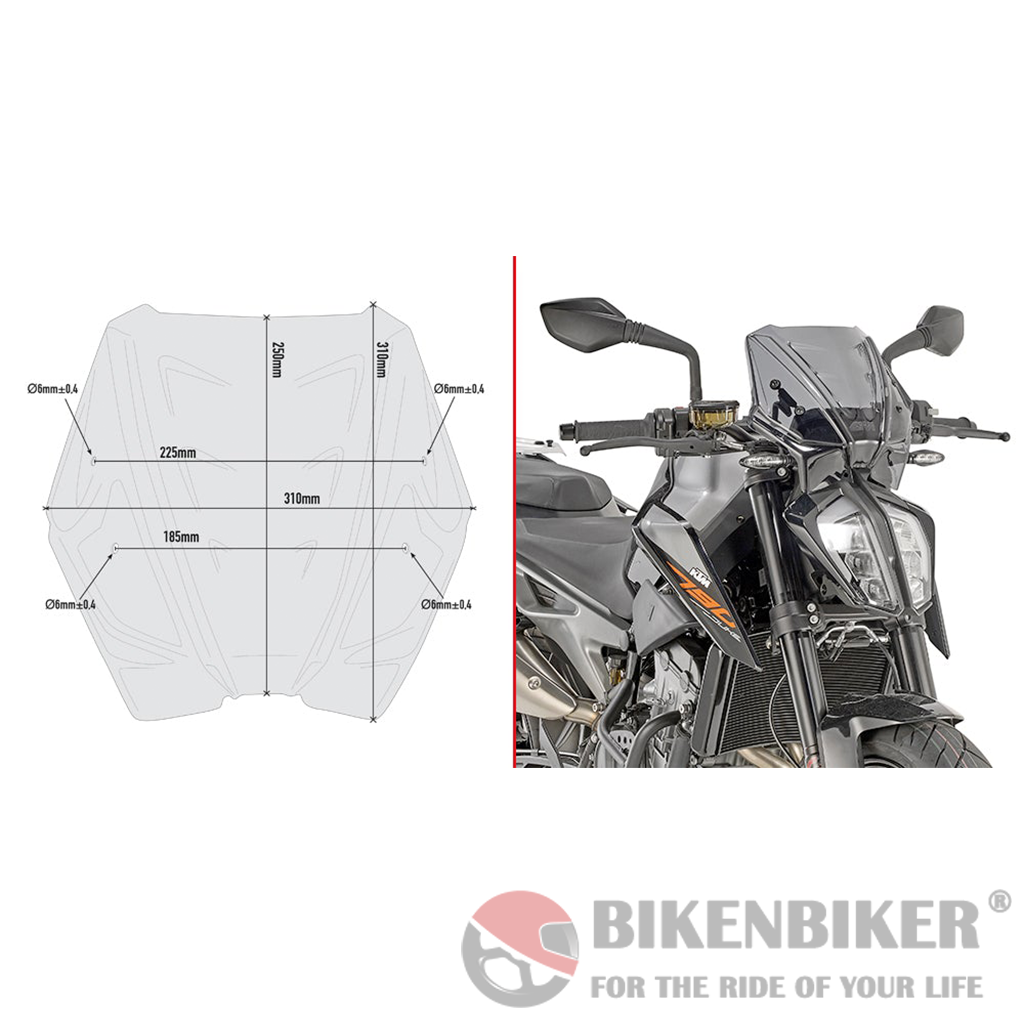 Specific Windscreen, Smoked for KTM Duke 790 - Givi