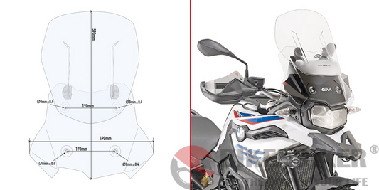 Specific Airflow Windcreen for BMW F850GS and F750GS - Givi