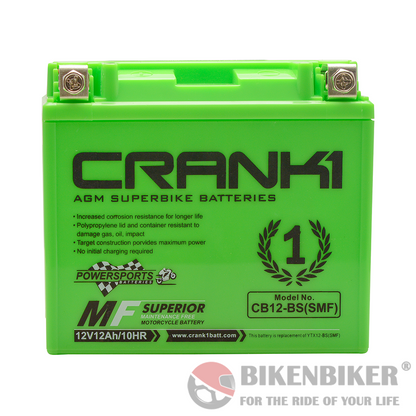 Crank1 CB12-BS (SMF) Battery