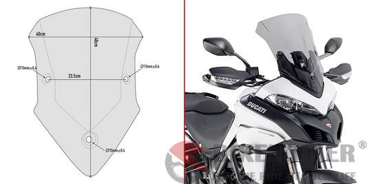 Specific Windscreen, Smoked for Ducati Multistrada 950, 950S, 1200 and 1260 - Givi