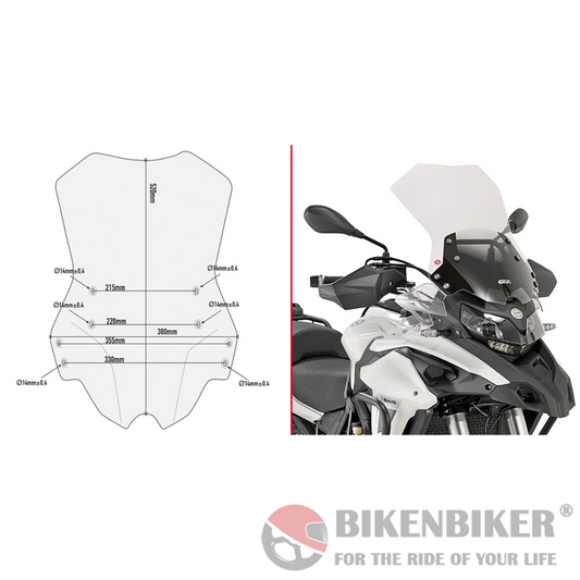 Transparent Windscreen for Benelli TRK502 and TRK502X - Givi