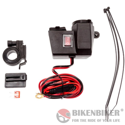 Motorcycle Handlebar Charger Mount 12V + Dual USB Charger - Ultimateaddons