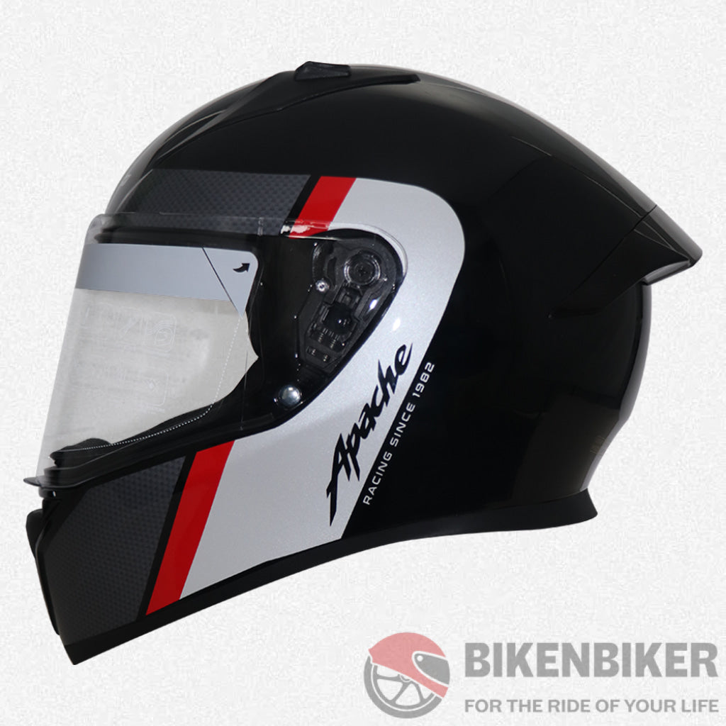 Tvs Racing Apache Themed Full Face Helmet Red & White/Black Yellow