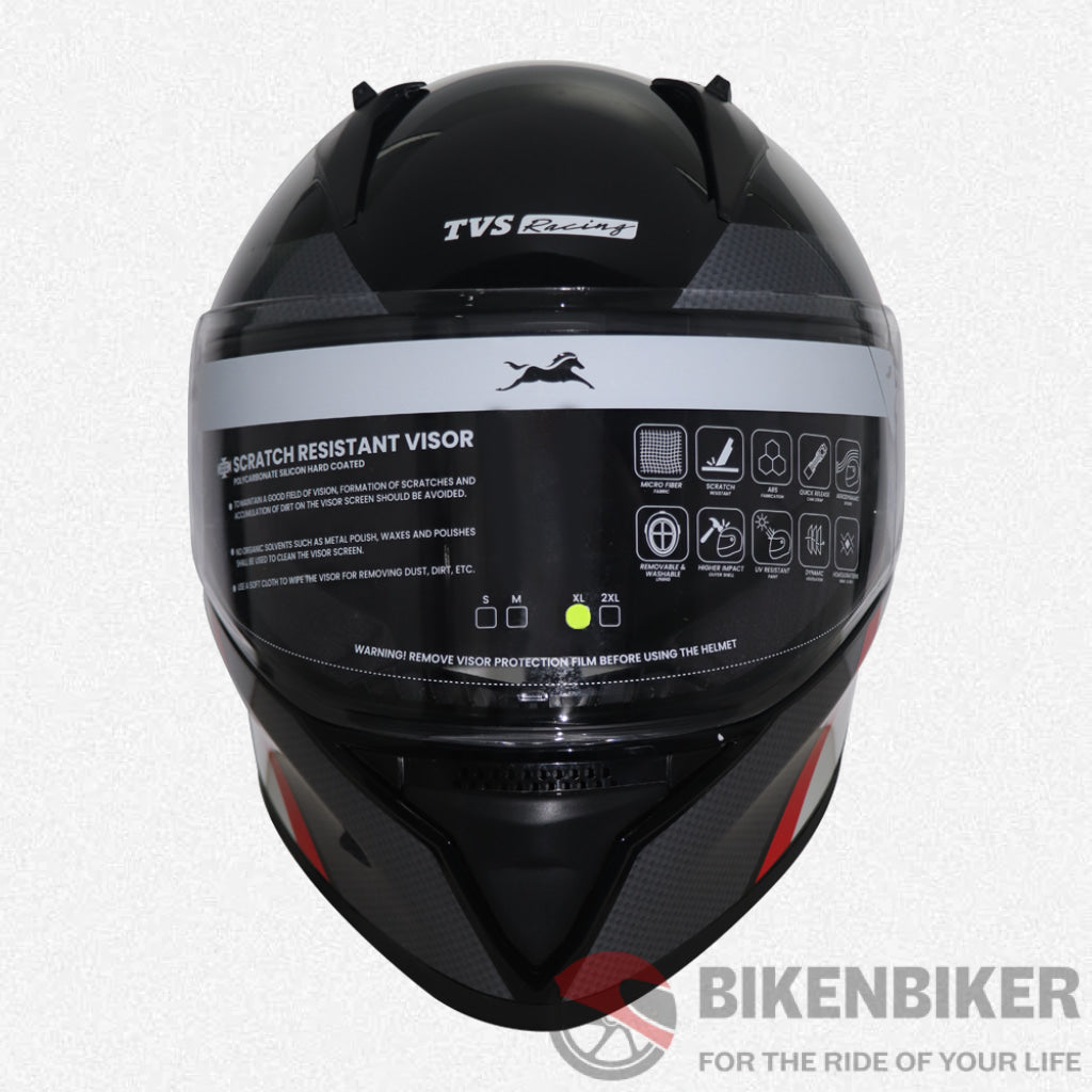 Tvs Racing Apache Themed Full Face Helmet Red & White/Black Yellow