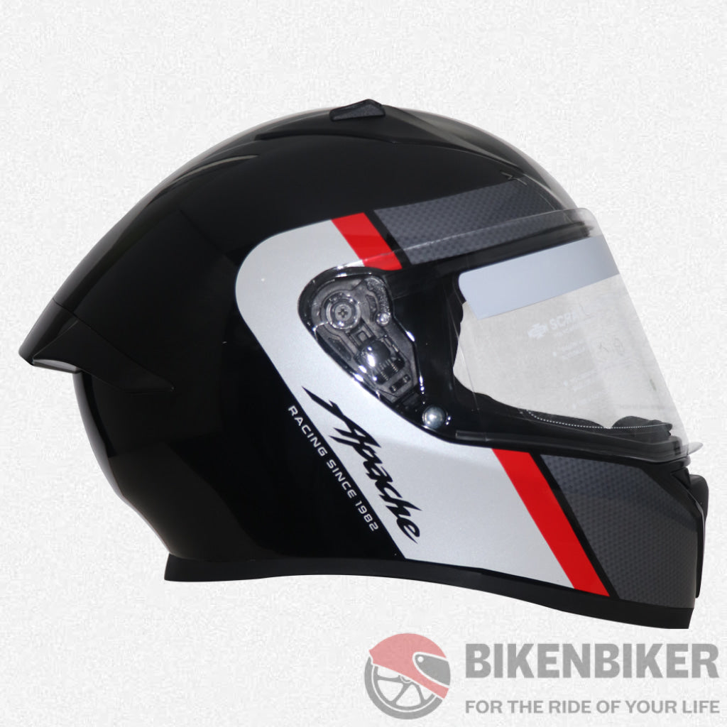 Tvs Racing Apache Themed Full Face Helmet Red & White/Black Yellow