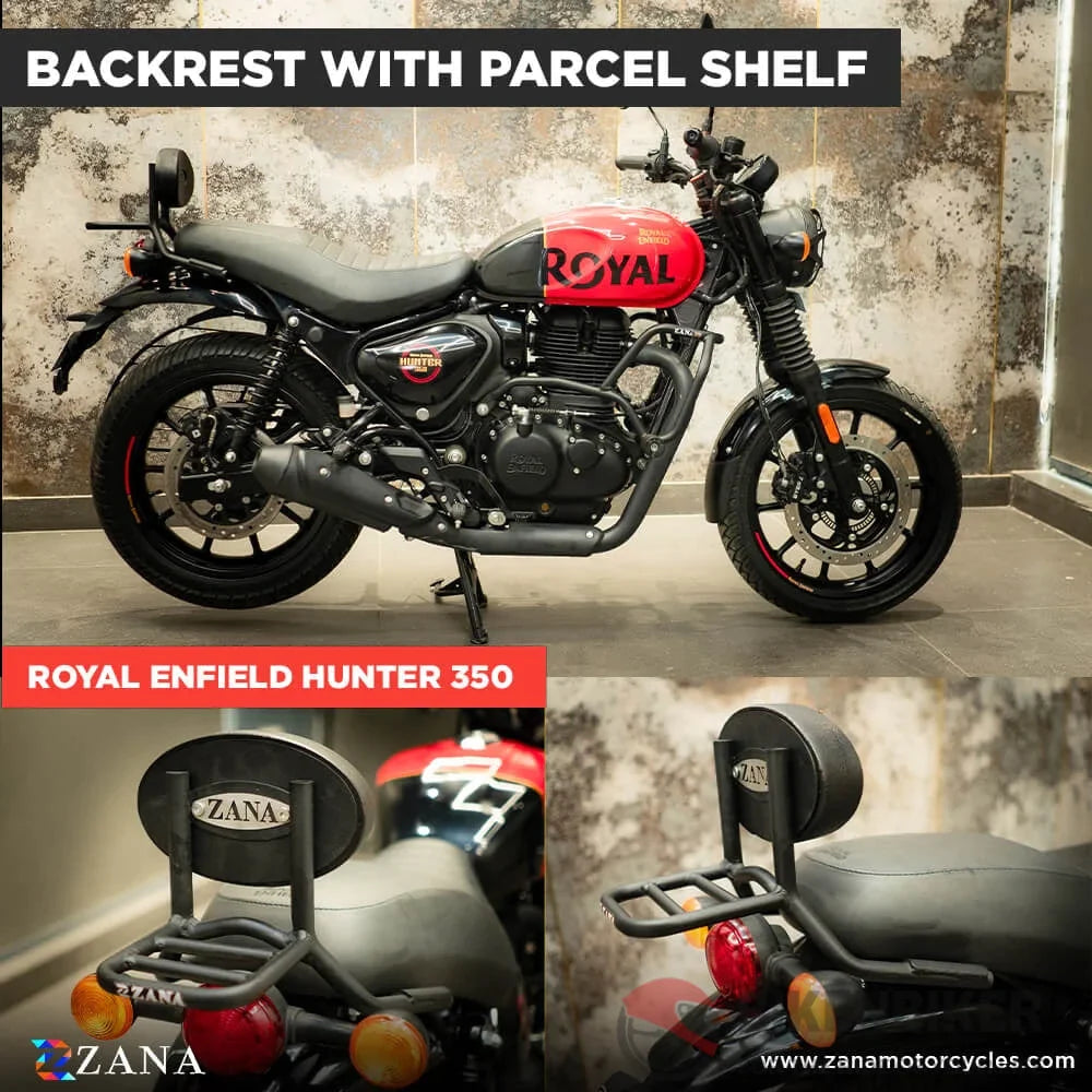 Backrest With Parcel Shelf For Royal Enfield Hunter 350 - Zana Bash Plate