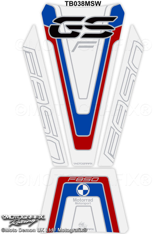 BMW F850GS 2018 2019 White Motorcycle Tank Pad Protector 3D Gel TB038MSW Motografix