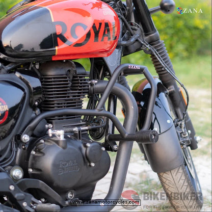 Crash Guard With Slider Black For Royal Enfield Hunter 350 -Zana