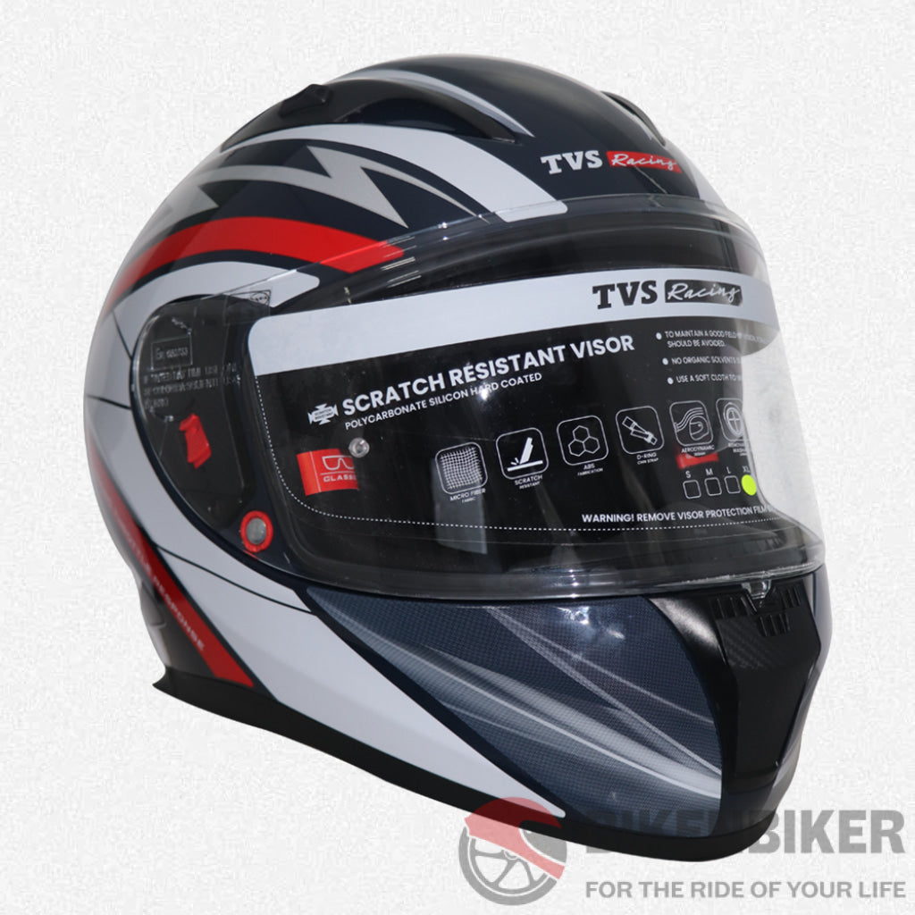 Tvs Racing Full Face Graphics Helmet White & Black