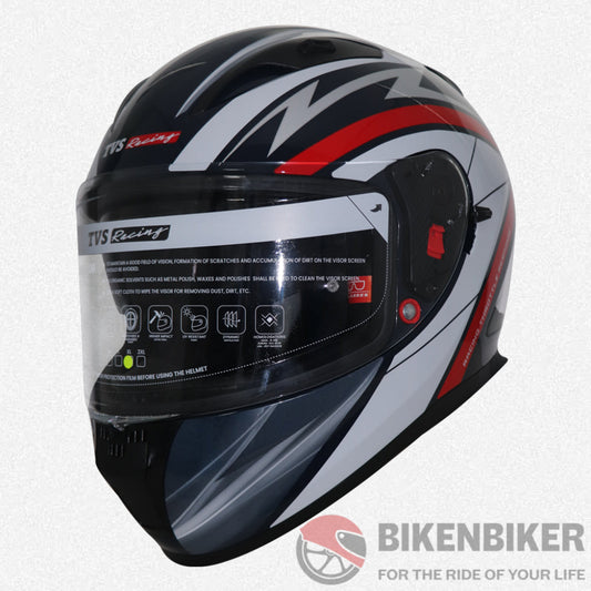 Tvs Racing Full Face Graphics Helmet White & Black