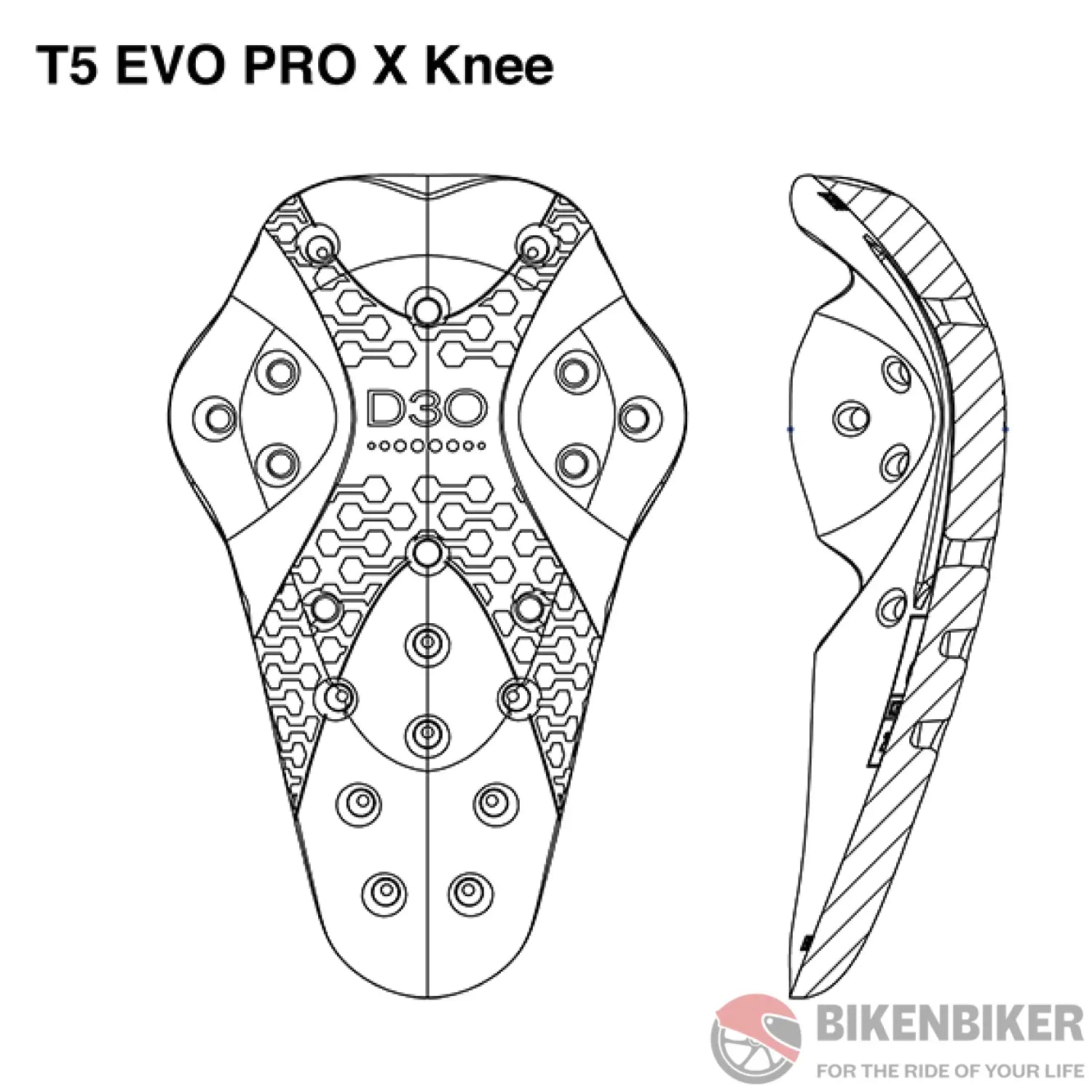 Knee T5 Evo Pro X Level 2 Protection Pads For Bikers D30 Protector