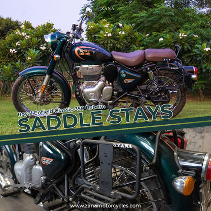 Saddlestays w/ Exhaust Shield & Jerrycan Mounting For Classic 350 Reborn - Zana