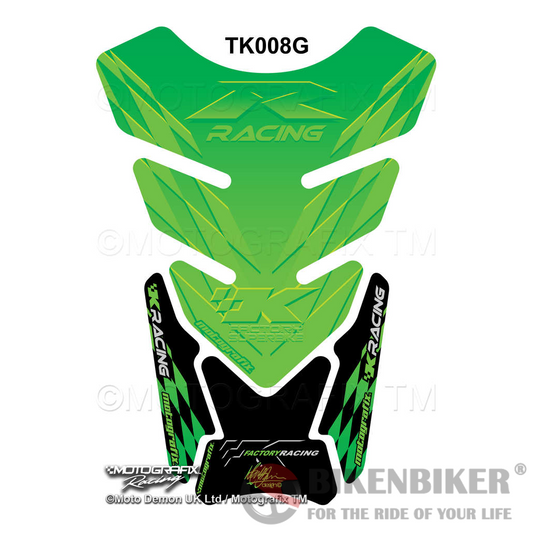 Kawasaki zx6 zx7 zx9 zx10 etc Black Green Motorcycle Tank Pad Protector Motografix 3D Gel TK008G-Motografix