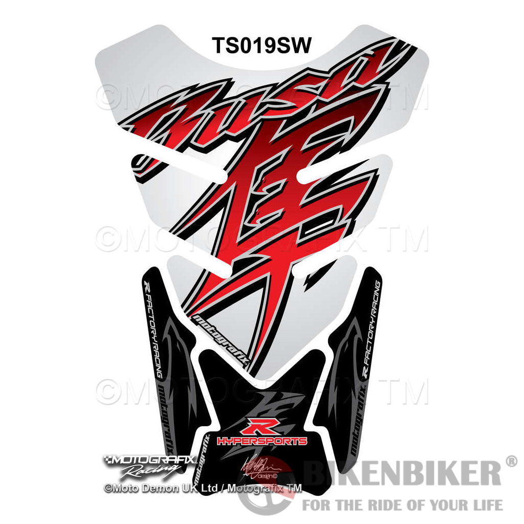 Suzuki GSX1300R Hayabusa White / Red Motorcycle Tank Pad Protector Motografix 3D Gel TS019SW-Motografix