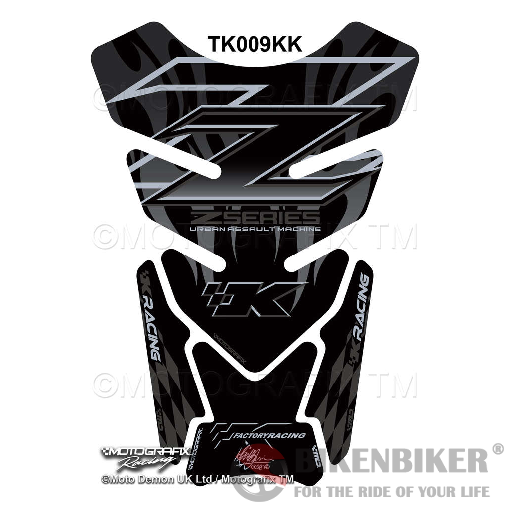 Kawasaki Z750 Z1000 Z Series Black Motorcycle Tank Pad Protector Motografix 3D Gel TK009KK-Motografix