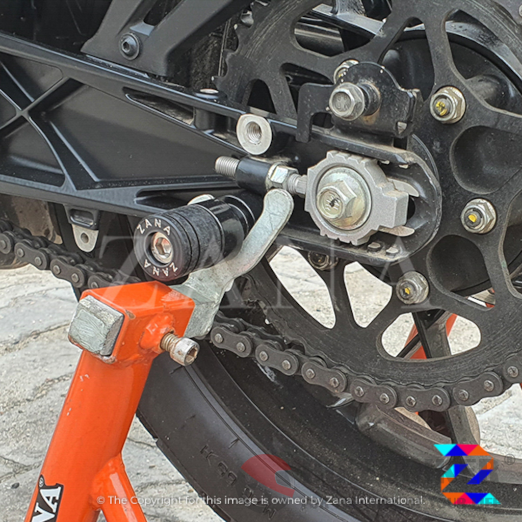 KTM Adventure 390 Rear Paddock Spools With Swing Arm Protector-Zana