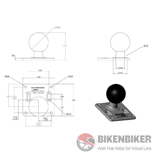 Ram Mounts Ball Base With 75Mm Vesa Plate Ram Accessory