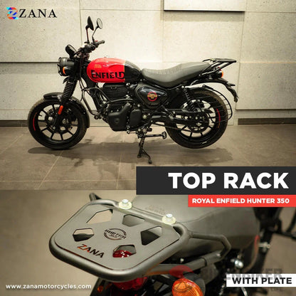 Top Rack With Plate W-1 Compatible Pillion Backrest For Royal Enfield Hunter 350 - Zana Bash Plate